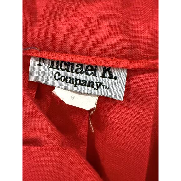Vintage Michael K Company Red Pleated Skirt Size 8 USA Made Knee Length - Picture 5 of 6